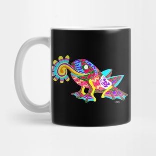 black ecopop mister don frog in mexican totonac patterns art Mug